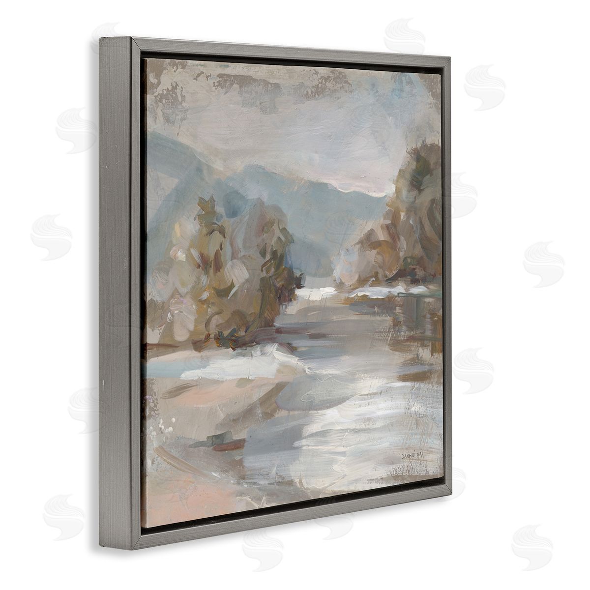 Danhui Nai Gentle Valley Landscape Gray Floating Frame Canvas Wall Art Print