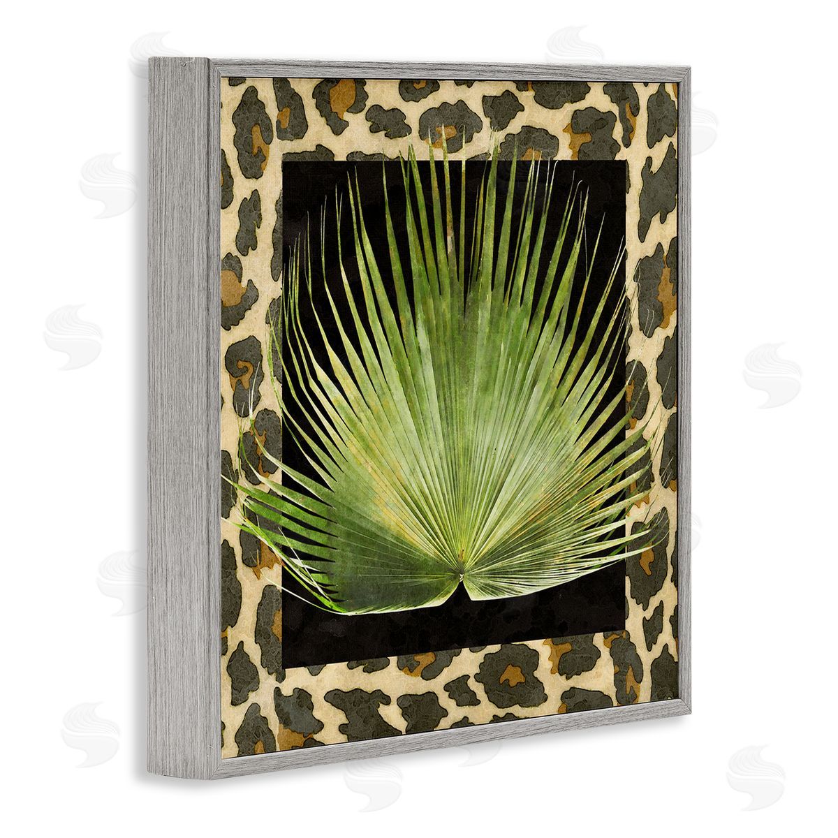 Alonzo Saunders Tropical Leaf Pattern Gray Framed Glicee Wall Art Print