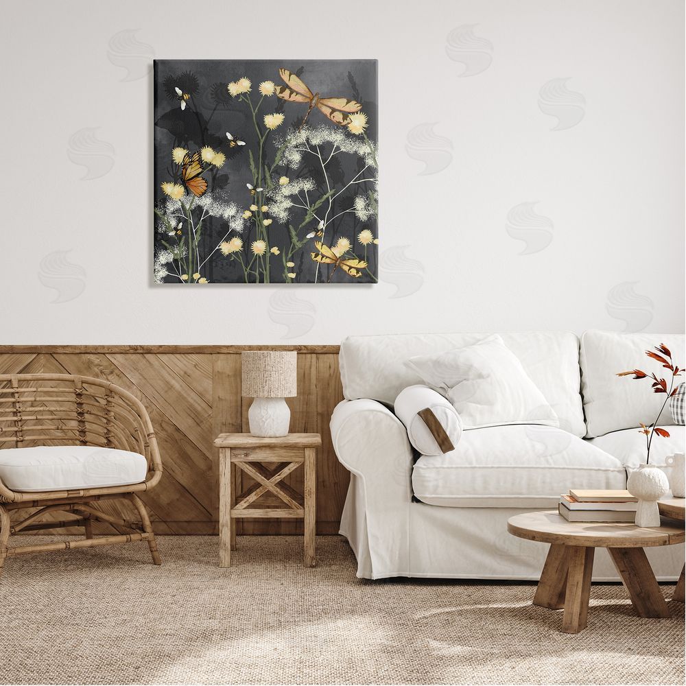 Jade Reynolds Modern Herbs on Grey Canvas Wall Art in Room