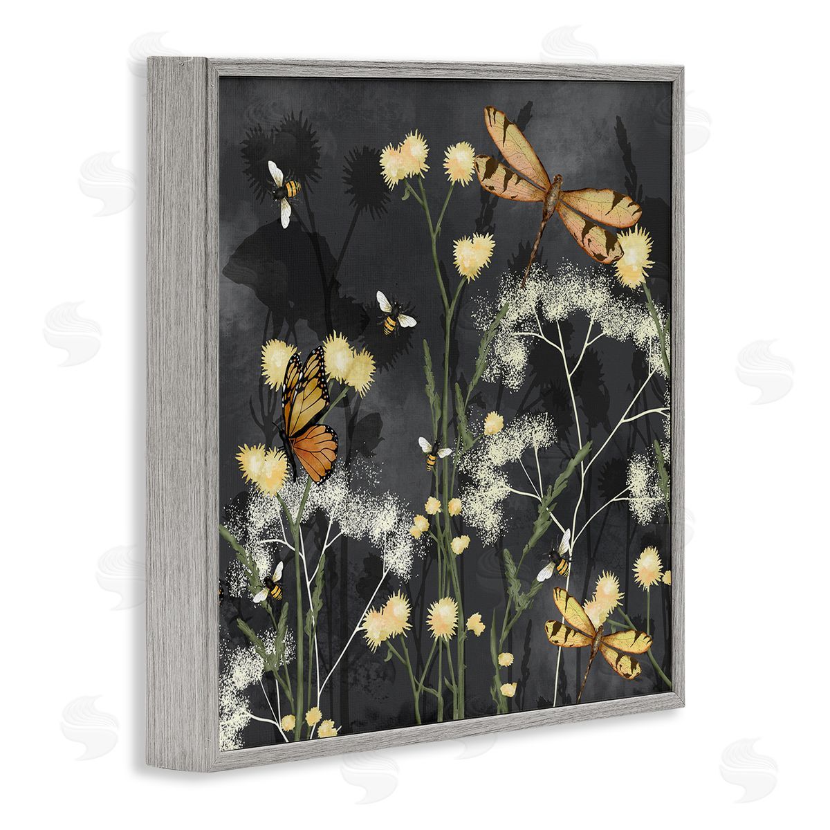 Jade Reynolds Modern Herbs on Grey Gray Framed Glicee Wall Art Print