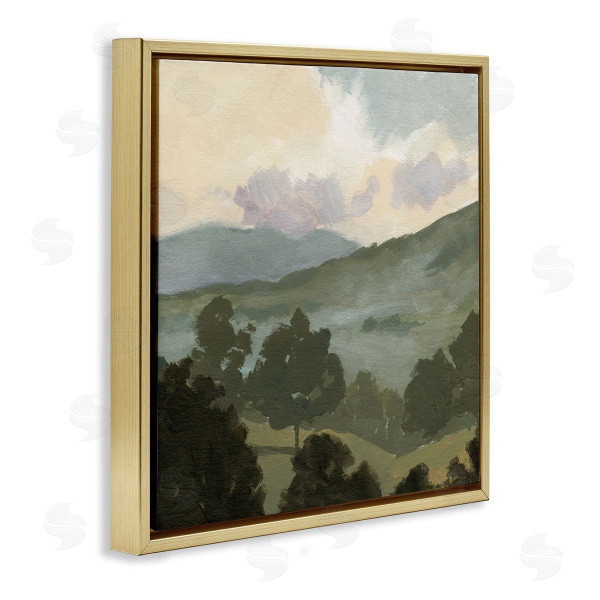 Victoria Barnes Country Landscape Sky Gold Floating Frame Canvas Wall Art Print