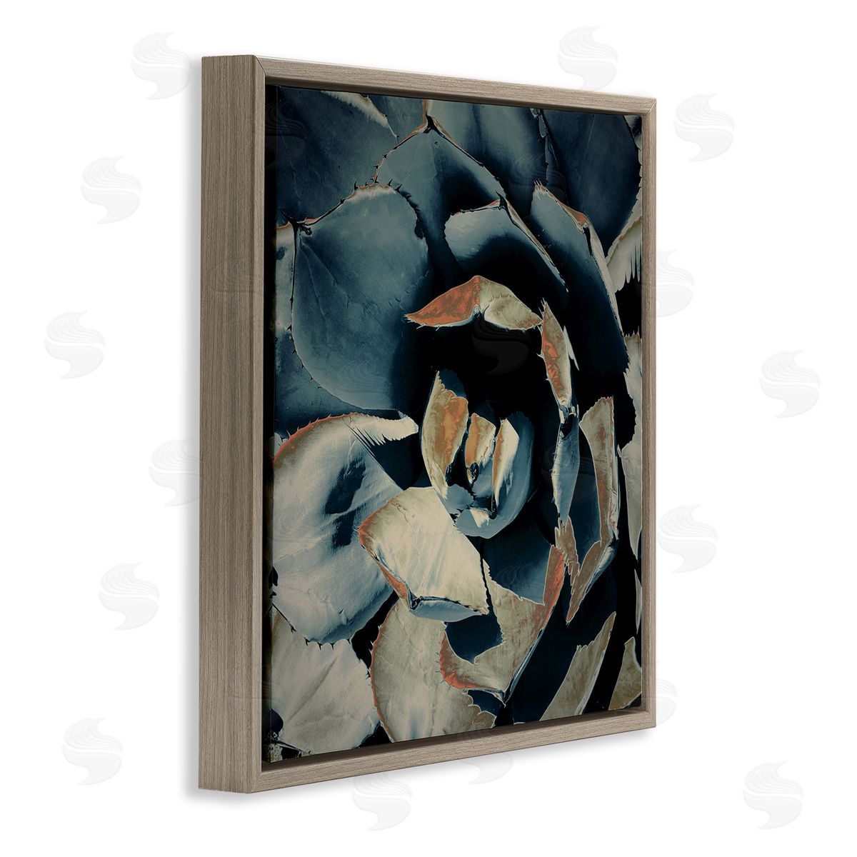 Irena Orlov Modern Succulent Leaves Brown Floating Frame Canvas Wall Art Print