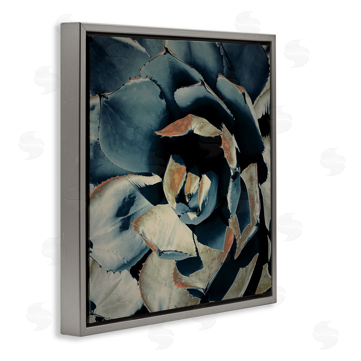 Irena Orlov Modern Succulent Leaves Gray Floating Frame Canvas Wall Art Print