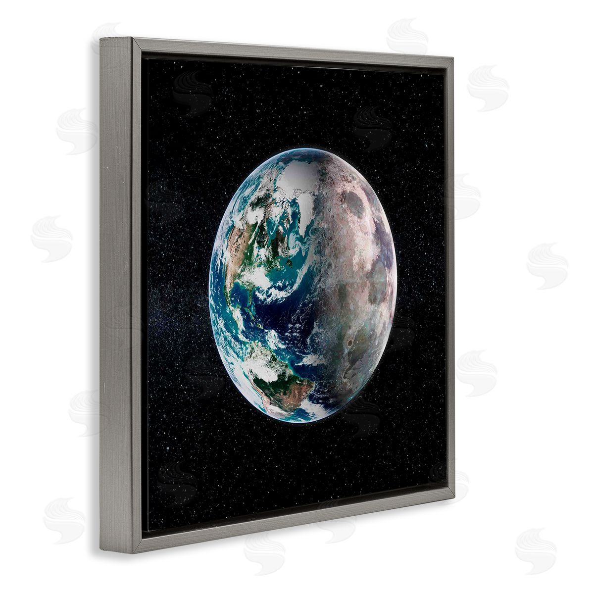 Grace Popp Earth in Galaxy Gray Floating Frame Canvas Wall Art Print