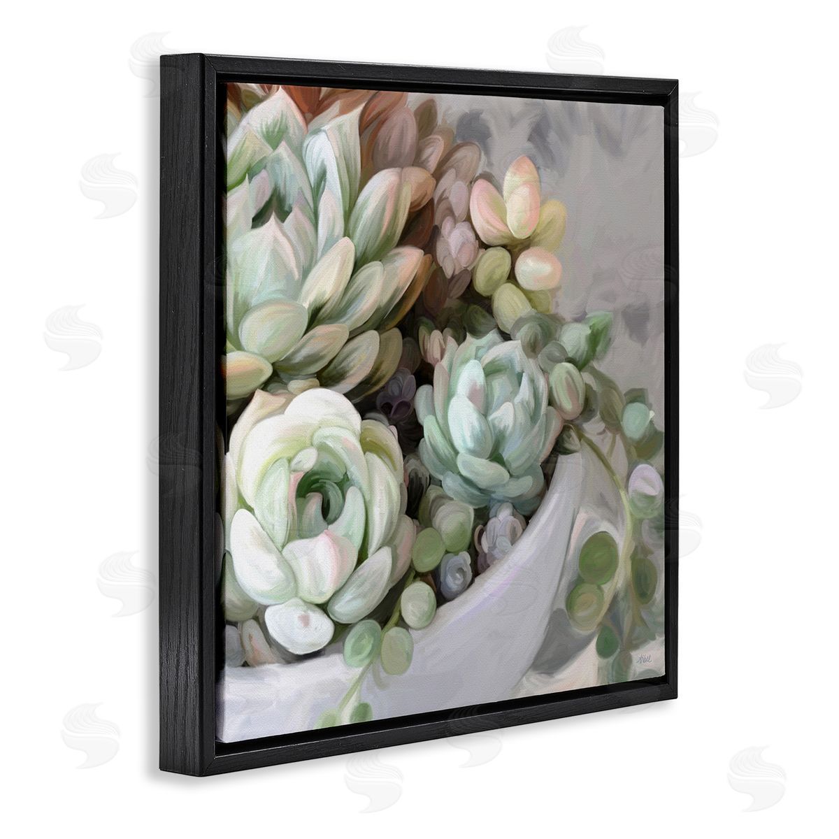 Amy Hall Succulent Plant Arrangement Black Floating Frame Canvas Wall Art Print