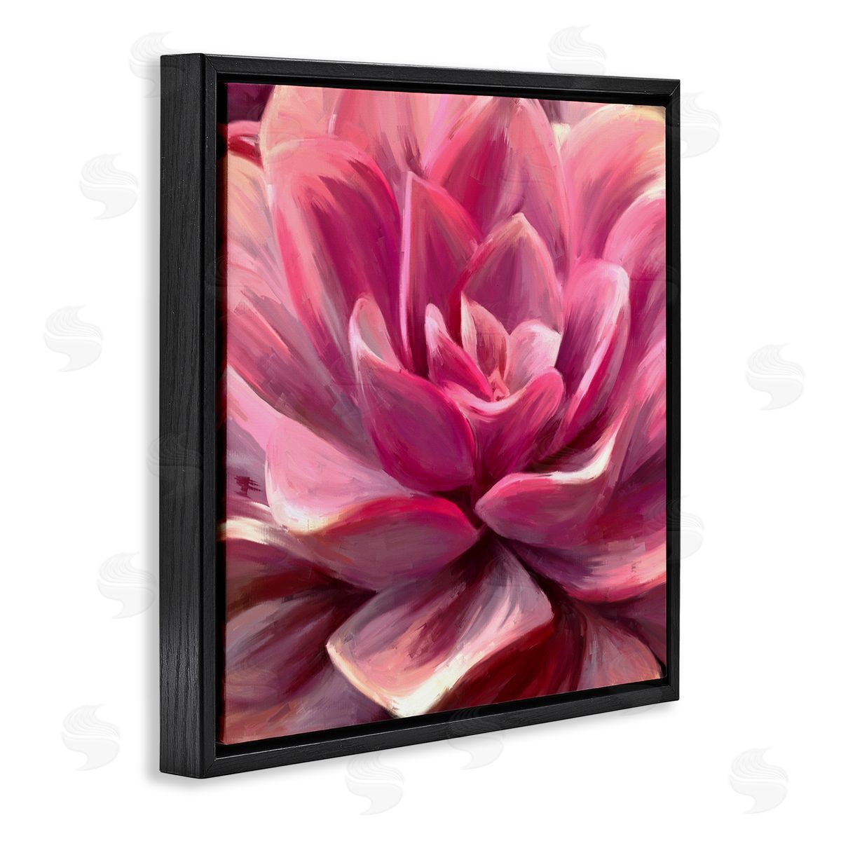 Amy Hall Pink Succulent Leaves Black Floating Frame Canvas Wall Art Print