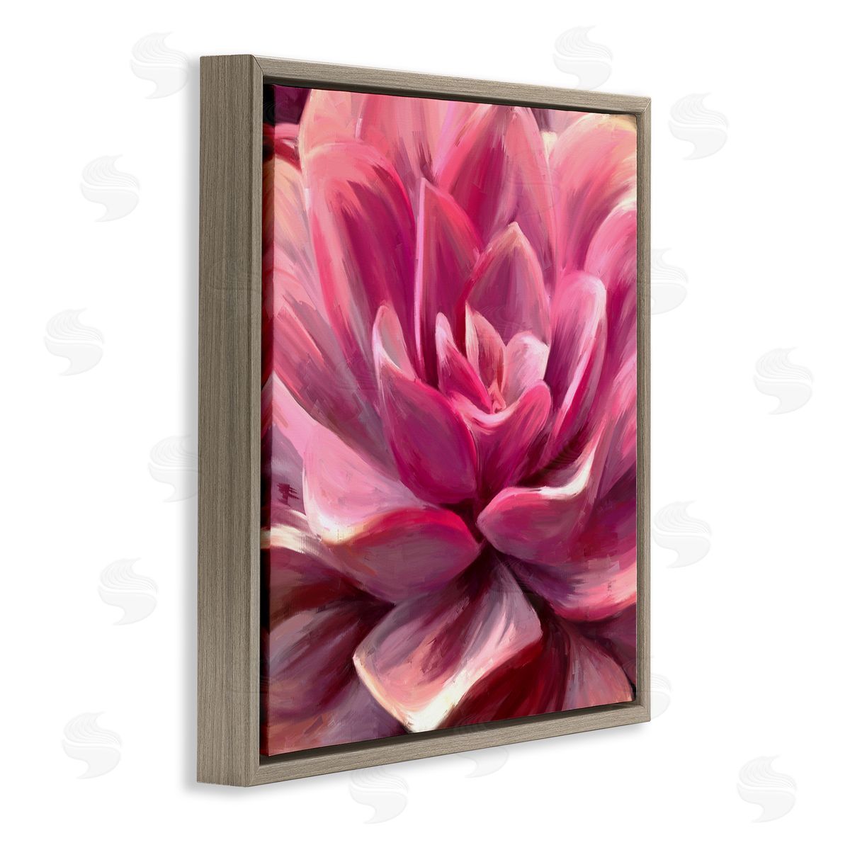 Amy Hall Pink Succulent Leaves Brown Floating Frame Canvas Wall Art Print