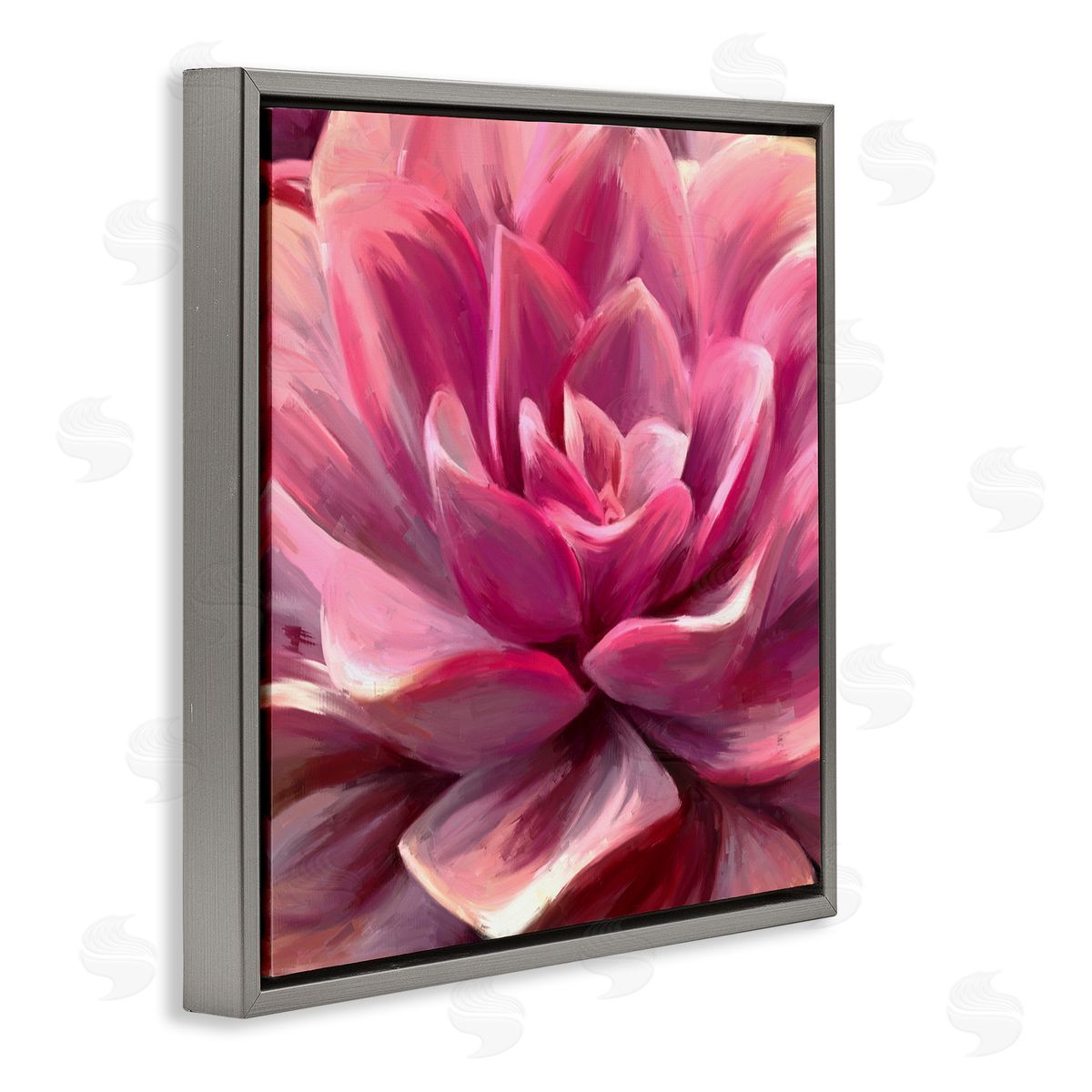Amy Hall Pink Succulent Leaves Gray Floating Frame Canvas Wall Art Print