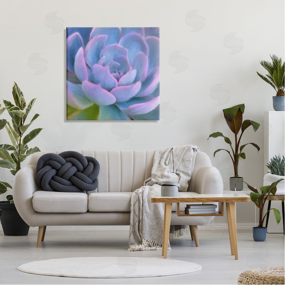 Amy Hall Purple Modern Succulent Canvas Wall Art in Room