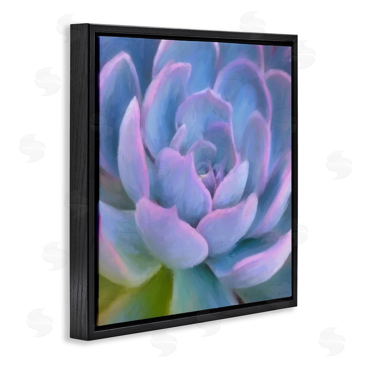 Amy Hall Purple Modern Succulent Black Floating Frame Canvas Wall Art Print