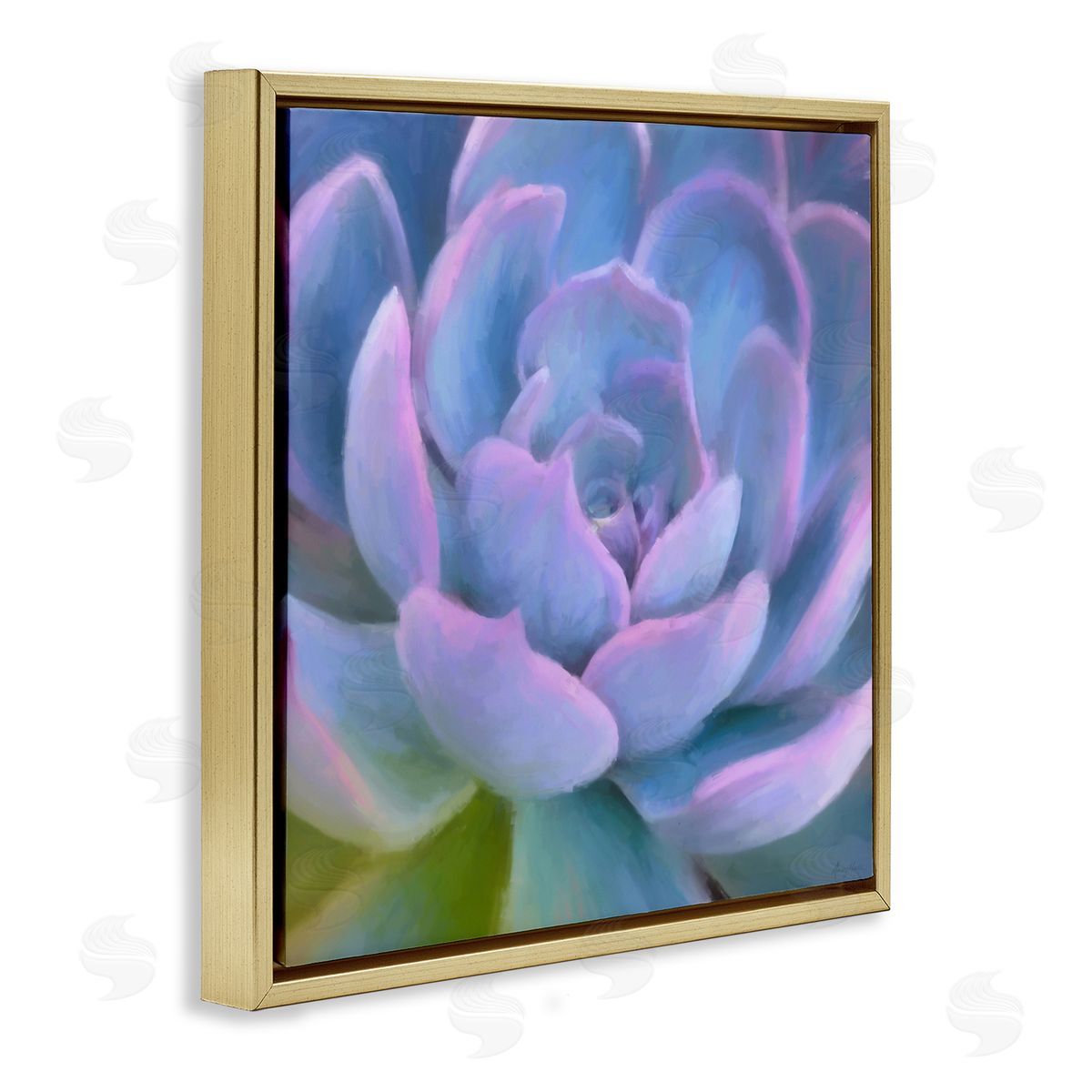 Amy Hall Purple Modern Succulent Gold Floating Frame Canvas Wall Art Print