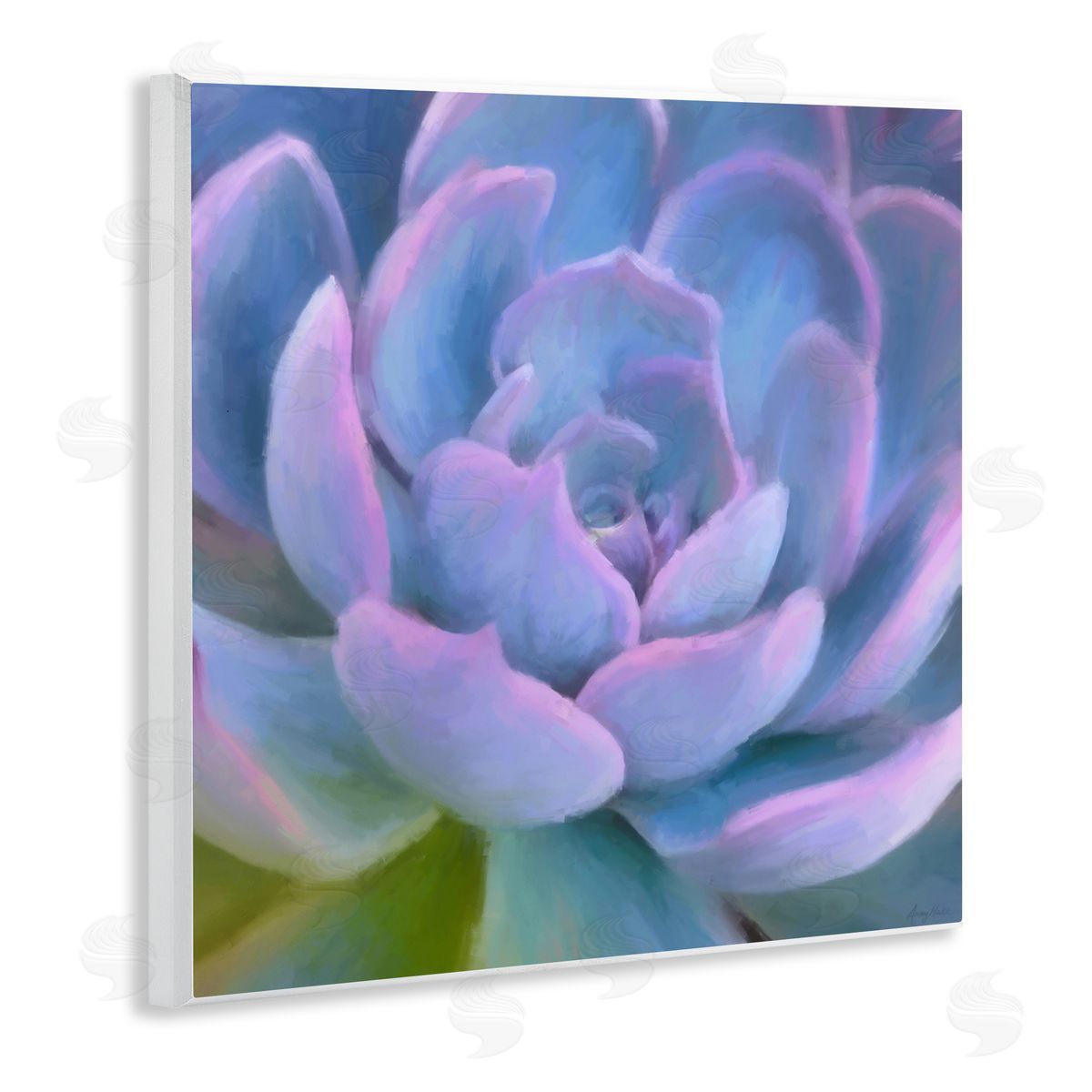 Amy Hall Purple Modern Succulent Wooden Wall Plaque Art Print
