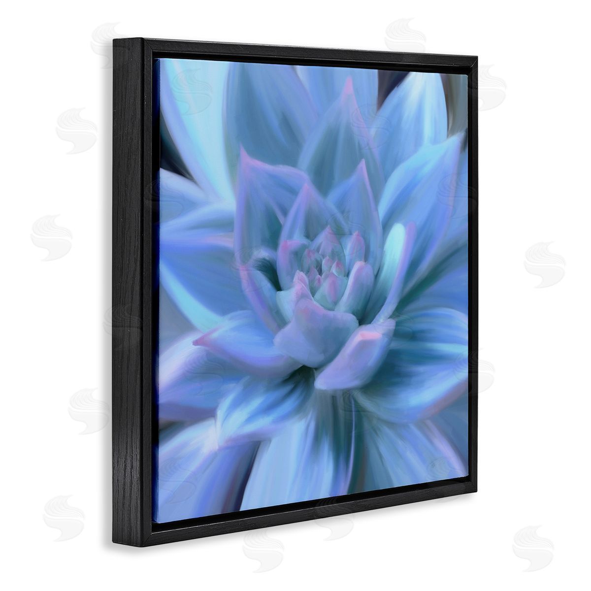 Amy Hall Blue Plant Petals Black Floating Frame Canvas Wall Art Print
