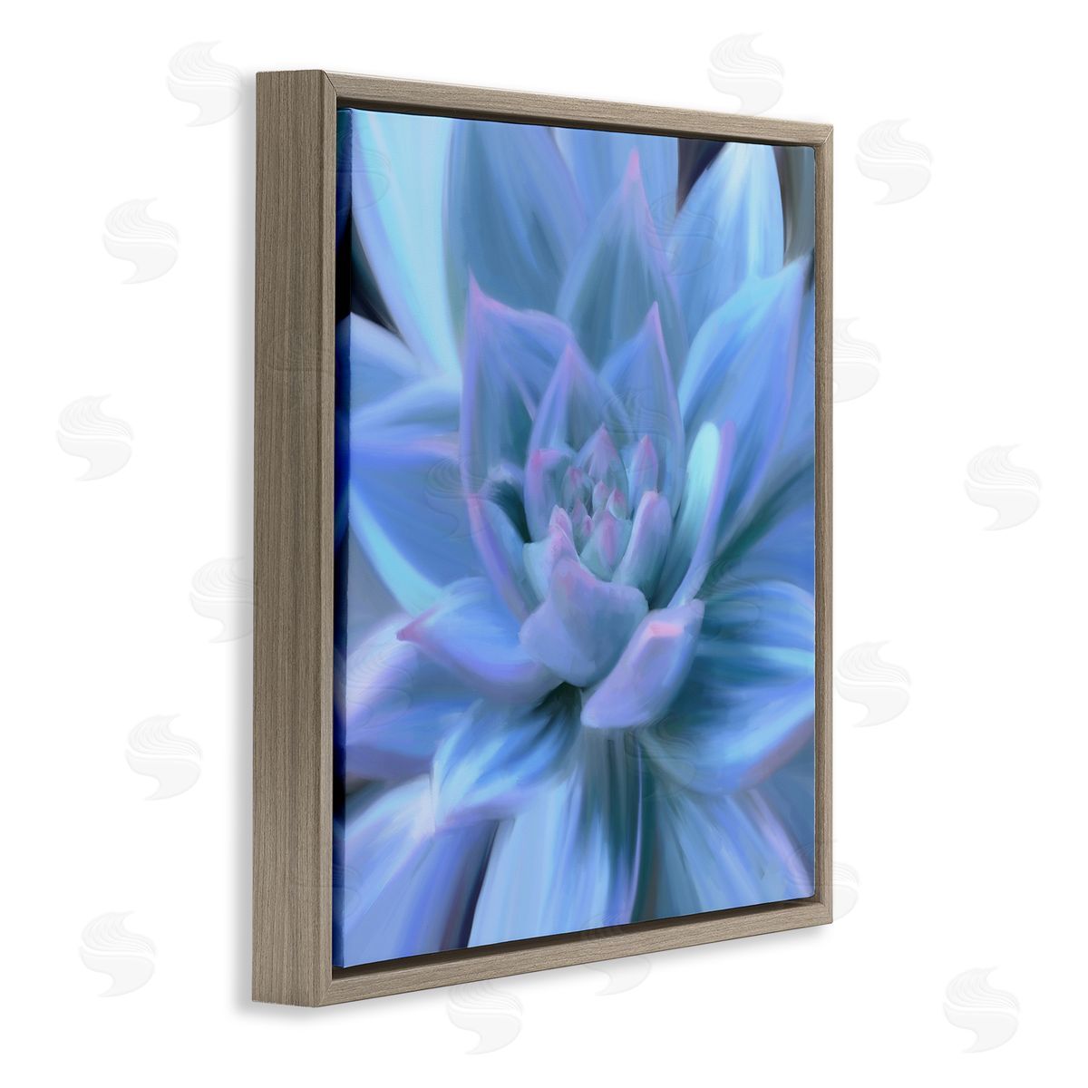 Amy Hall Blue Plant Petals Brown Floating Frame Canvas Wall Art Print