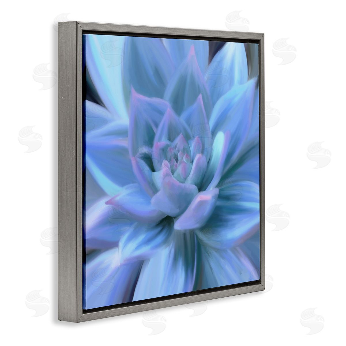 Amy Hall Blue Plant Petals Gray Floating Frame Canvas Wall Art Print
