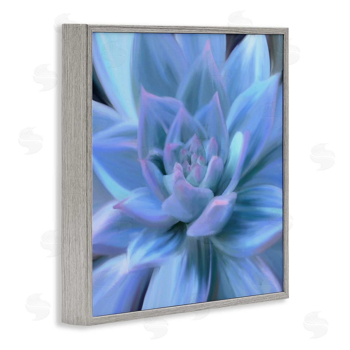 Amy Hall Blue Plant Petals Gray Framed Glicee Wall Art Print