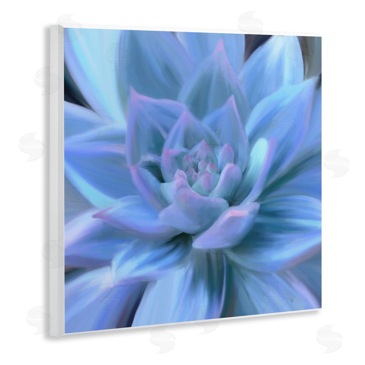 Amy Hall Blue Plant Petals Wooden Wall Plaque Art Print