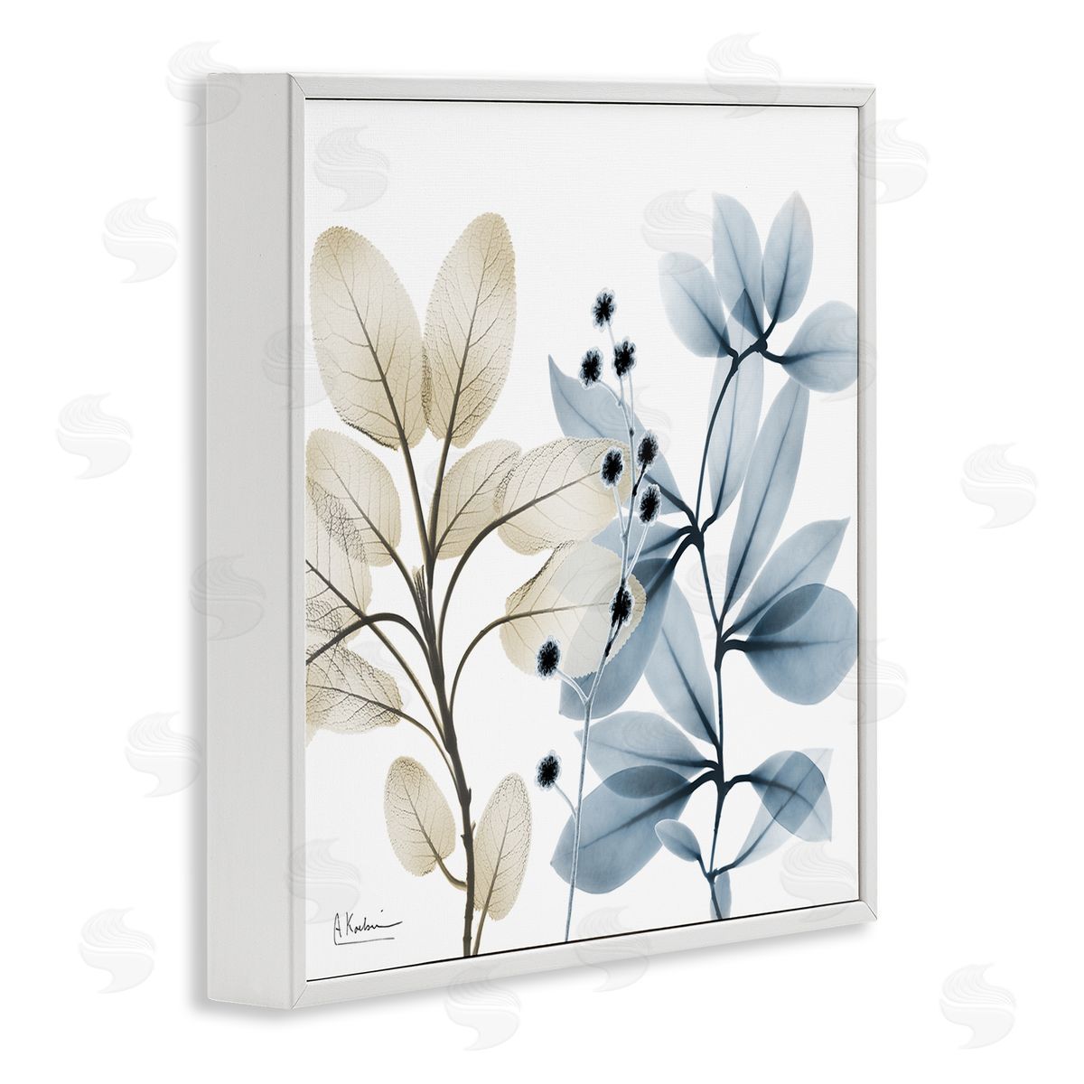 Albert Koetsier Blue & Beige Plants White Framed Glicee Wall Art Print