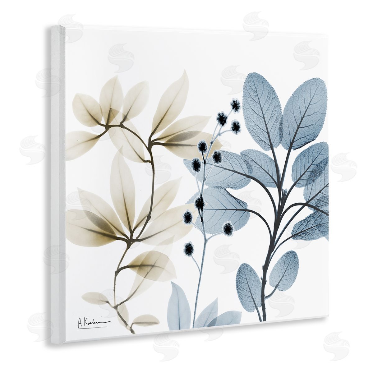 Modern Herb Sprigs Wood Plaque Wall Art, Home Decor by Albert Koetsier