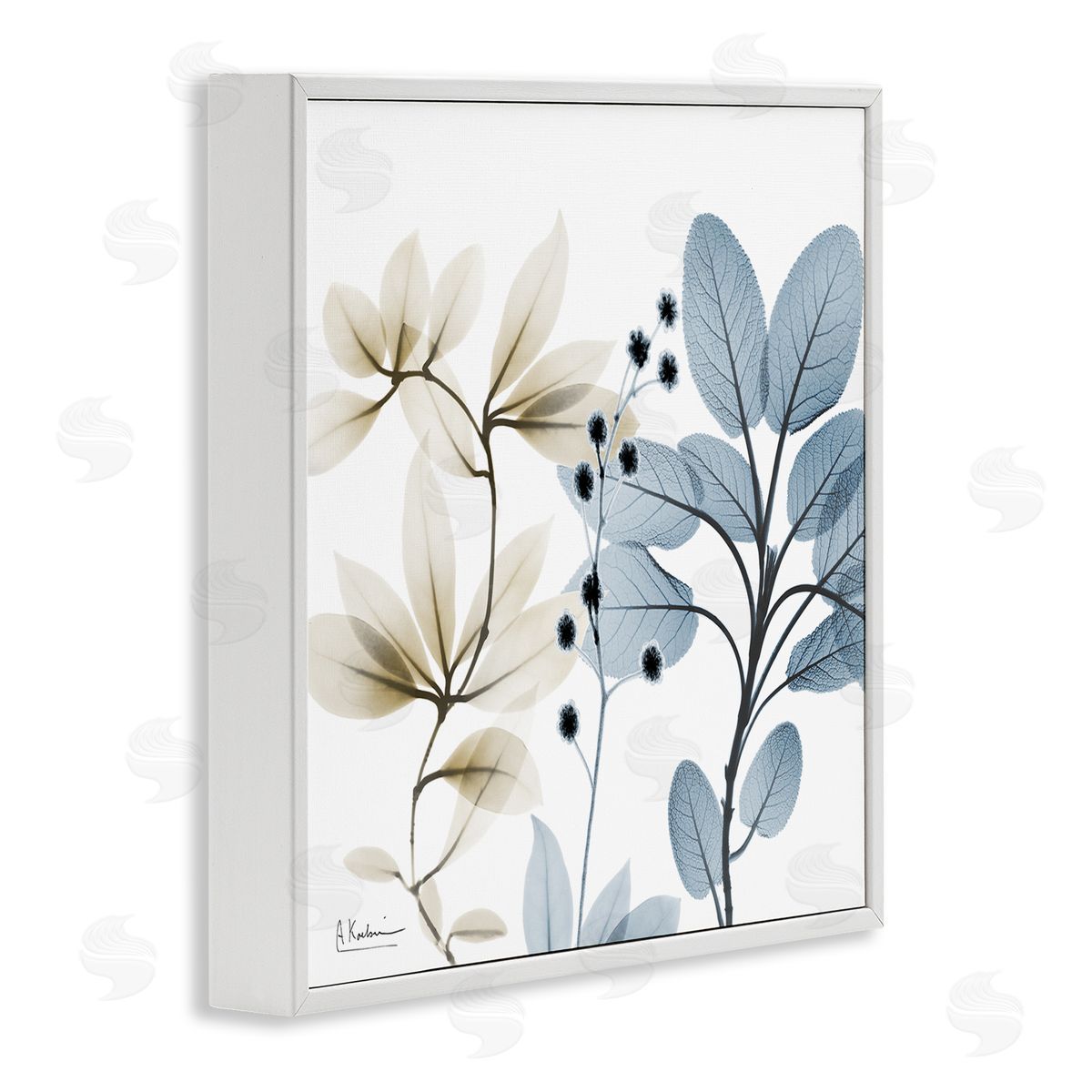 Modern Herb Sprigs White Frame Print Wall Art, Home Decor by Albert Koetsier