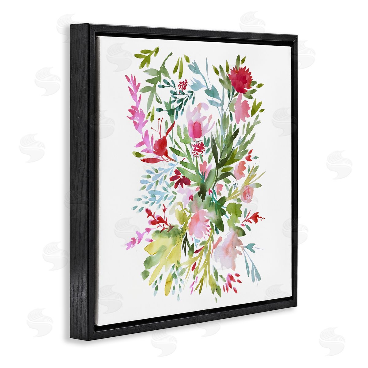 Claudia Bianchi Garden Flowers Pattern Black Floating Frame Canvas Wall Art Print