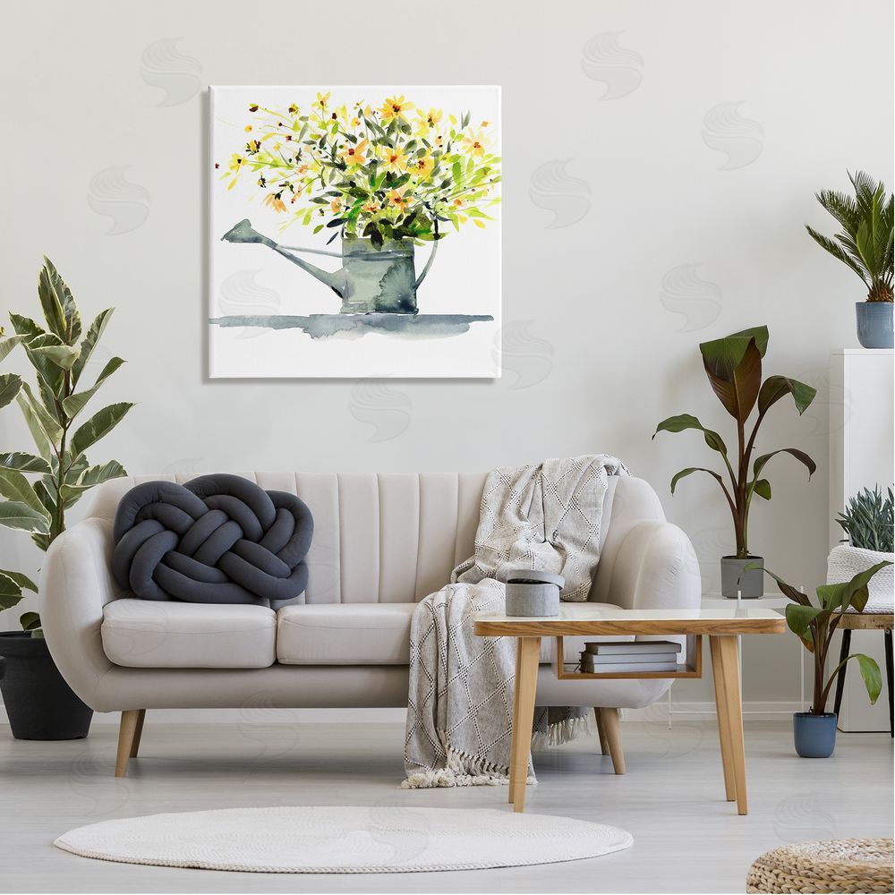 Claudia Bianchi Daisies in Watering Can Canvas Wall Art in Room
