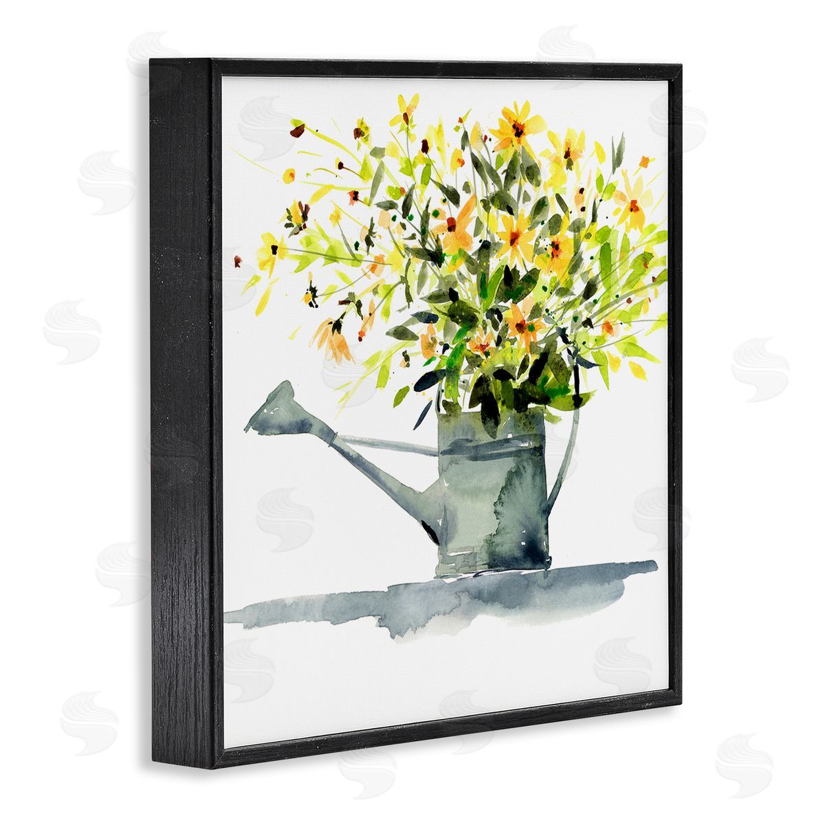 Claudia Bianchi Daisies in Watering Can Black Framed Glicee Wall Art Print