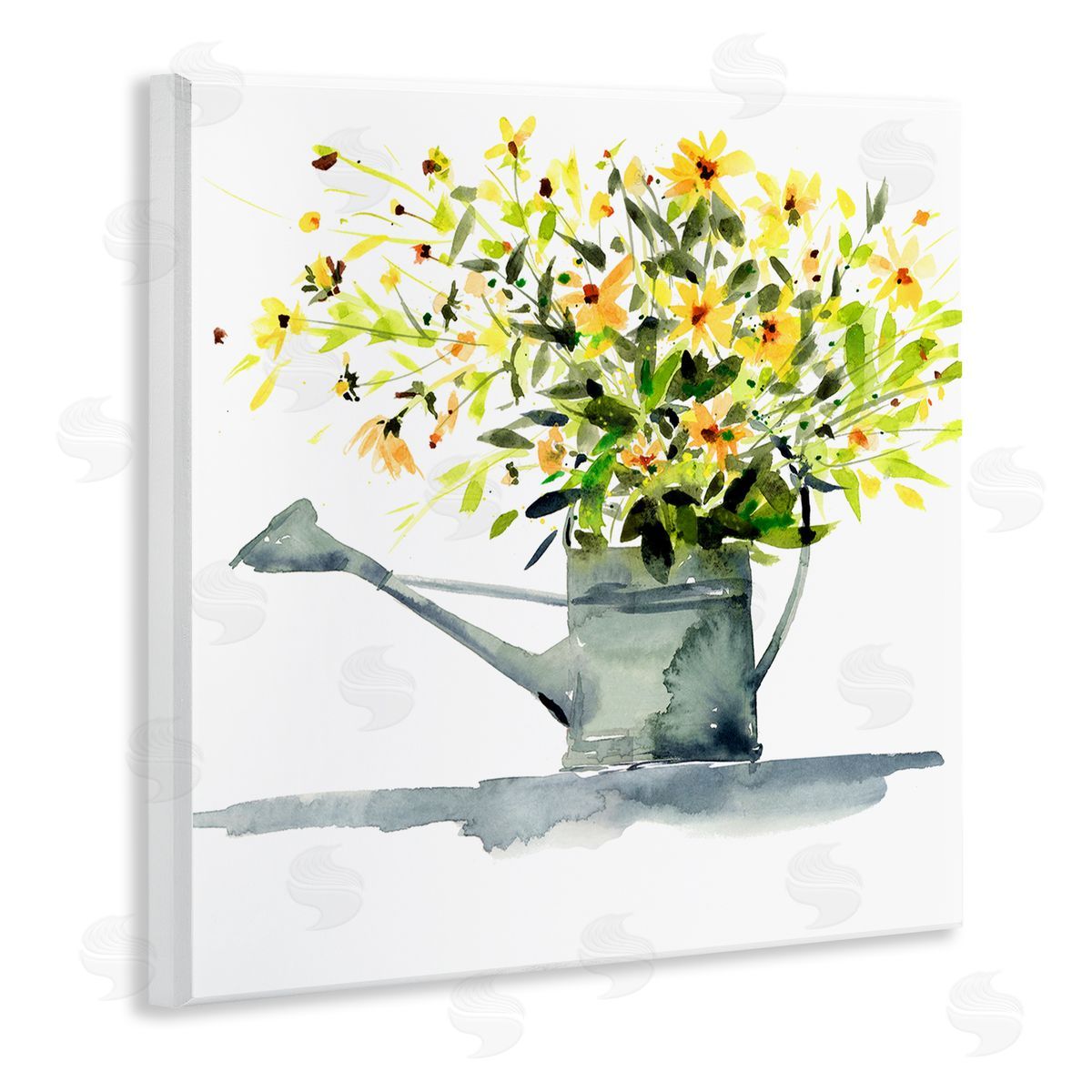 Claudia Bianchi Daisies in Watering Can Wooden Wall Plaque Art Print