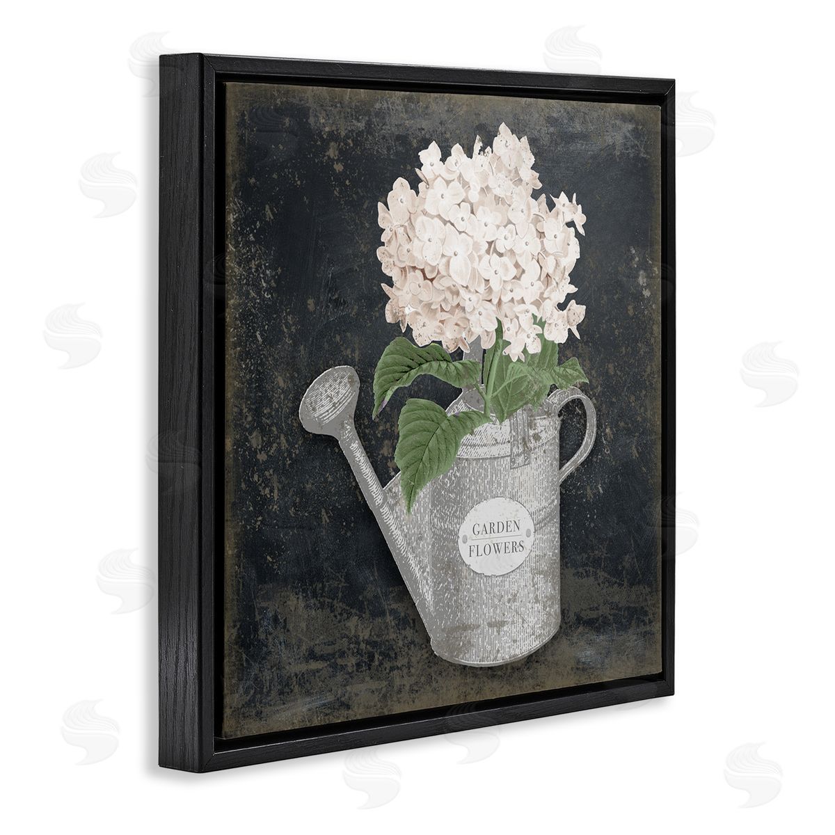 Corinne Haig Garden Flowers Can Black Floating Frame Canvas Wall Art Print