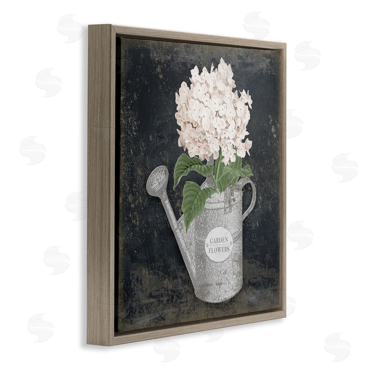 Corinne Haig Garden Flowers Can Brown Floating Frame Canvas Wall Art Print