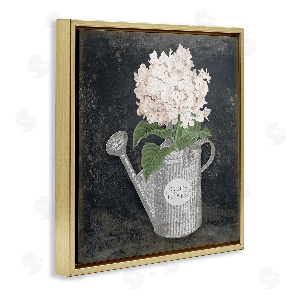 Corinne Haig Garden Flowers Can Gold Floating Frame Canvas Wall Art Print