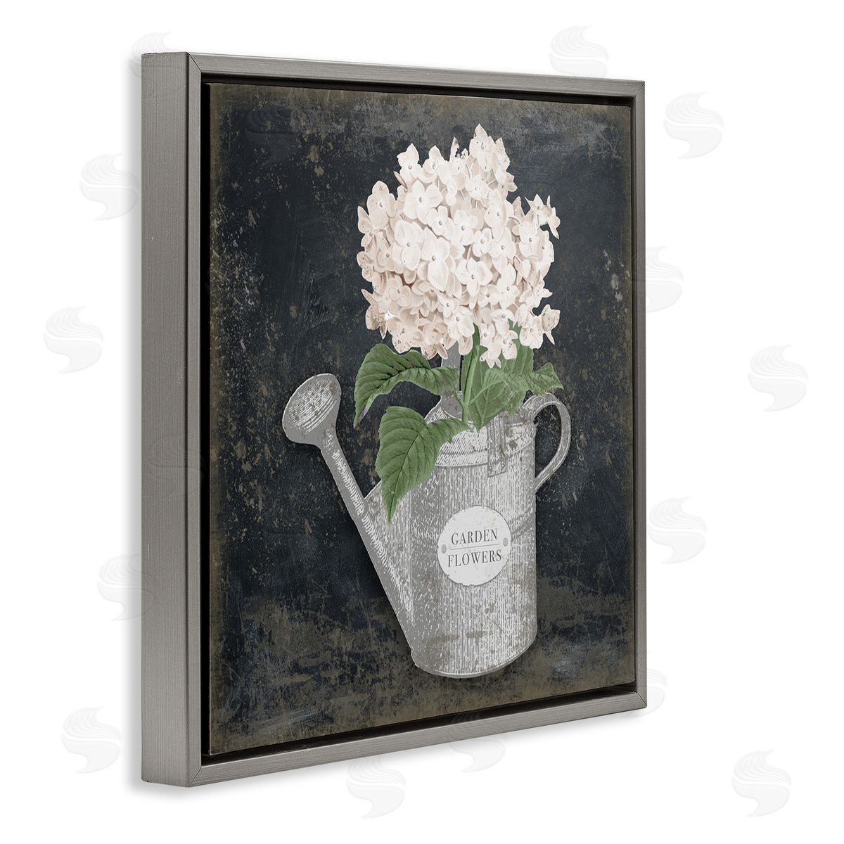Corinne Haig Garden Flowers Can Gray Floating Frame Canvas Wall Art Print