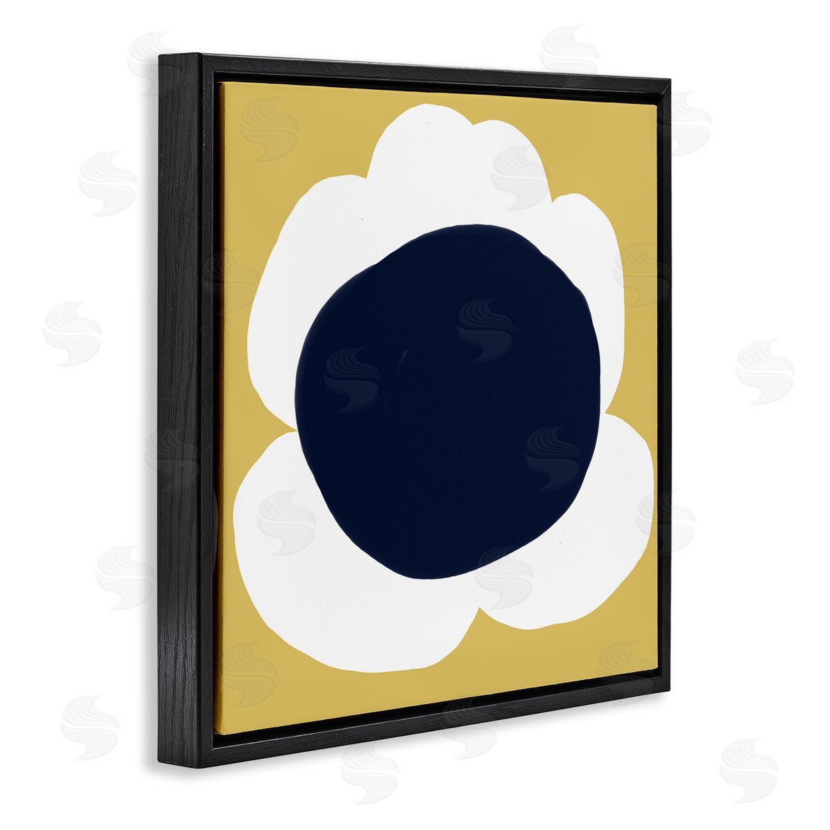 Deborah Velasquez Modern Flower on Yellow Black Floating Frame Canvas Wall Art Print