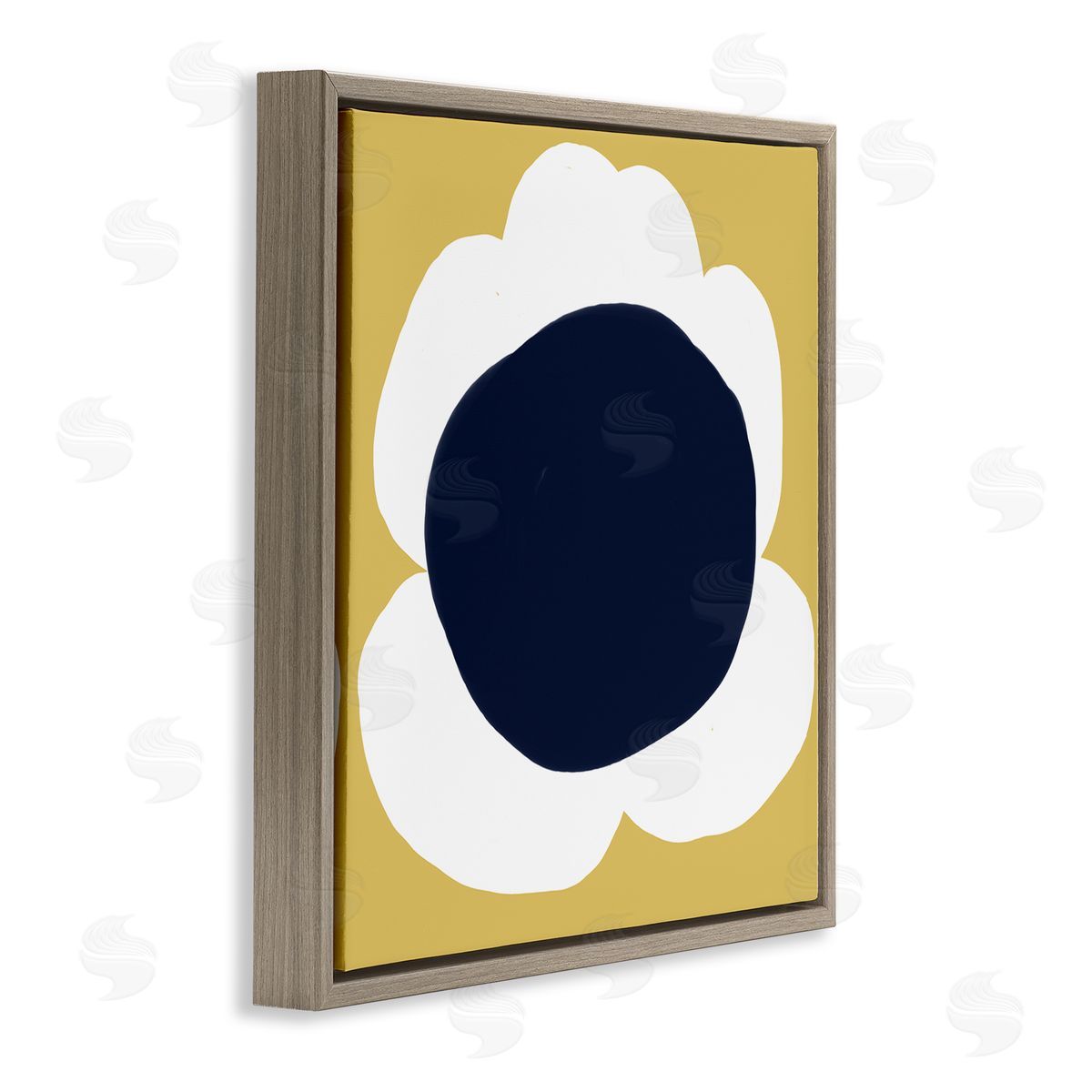 Deborah Velasquez Modern Flower on Yellow Brown Floating Frame Canvas Wall Art Print