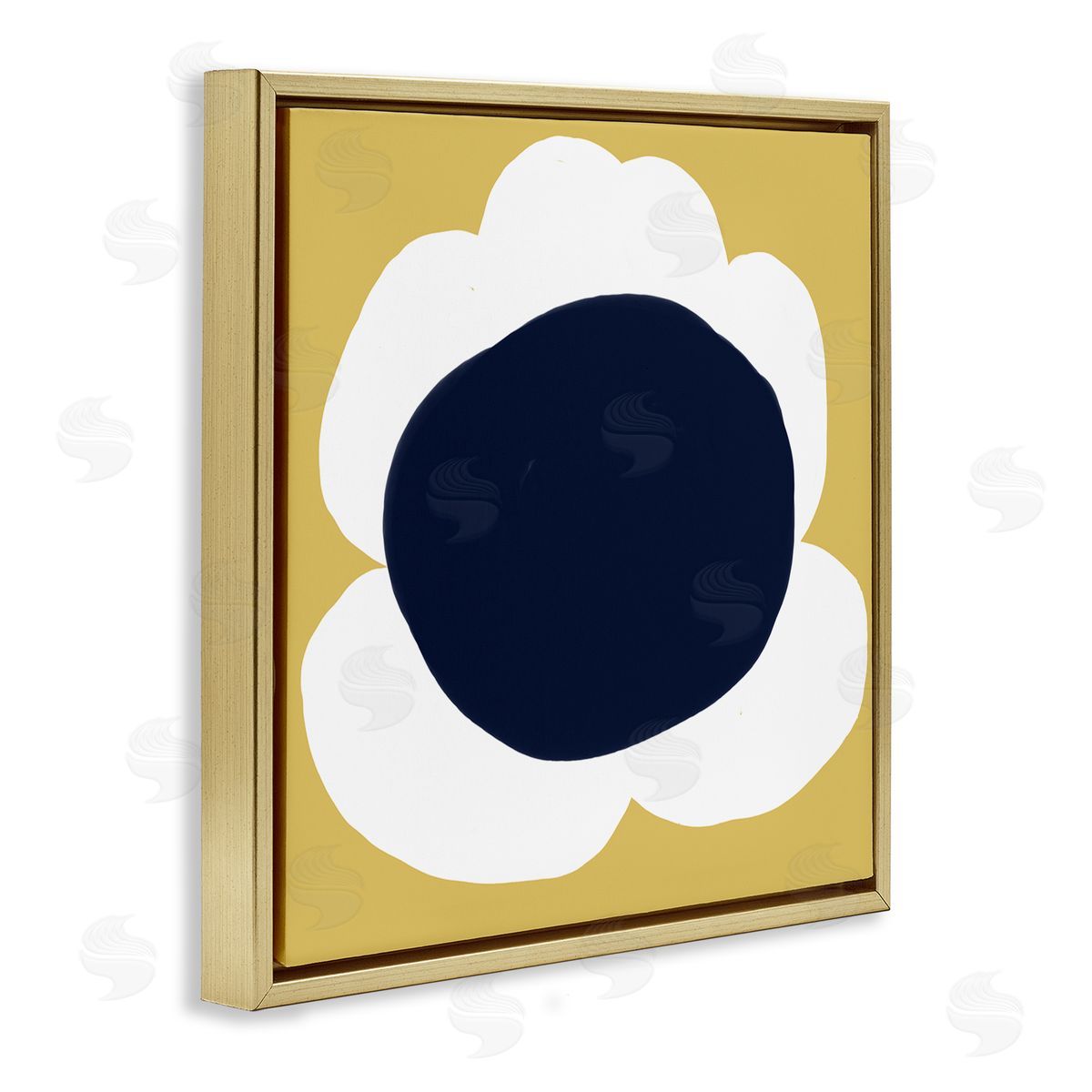 Deborah Velasquez Modern Flower on Yellow Gold Floating Frame Canvas Wall Art Print