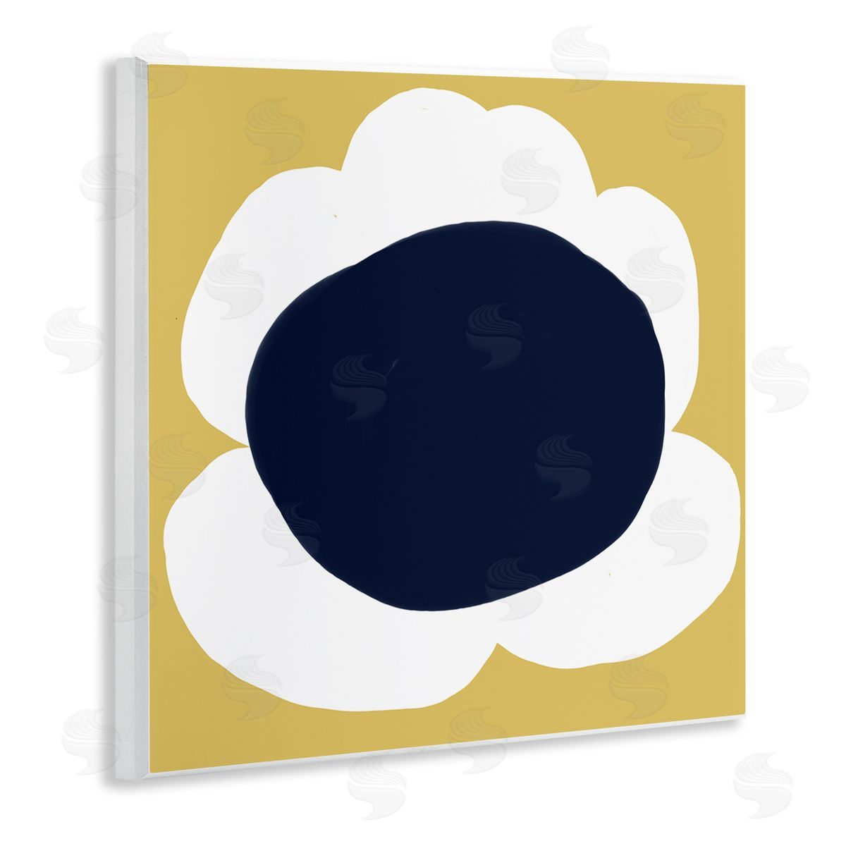 Deborah Velasquez Modern Flower on Yellow Wooden Wall Plaque Art Print