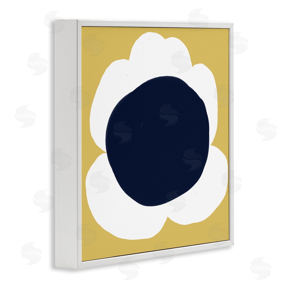 Deborah Velasquez Modern Flower on Yellow White Framed Glicee Wall Art Print