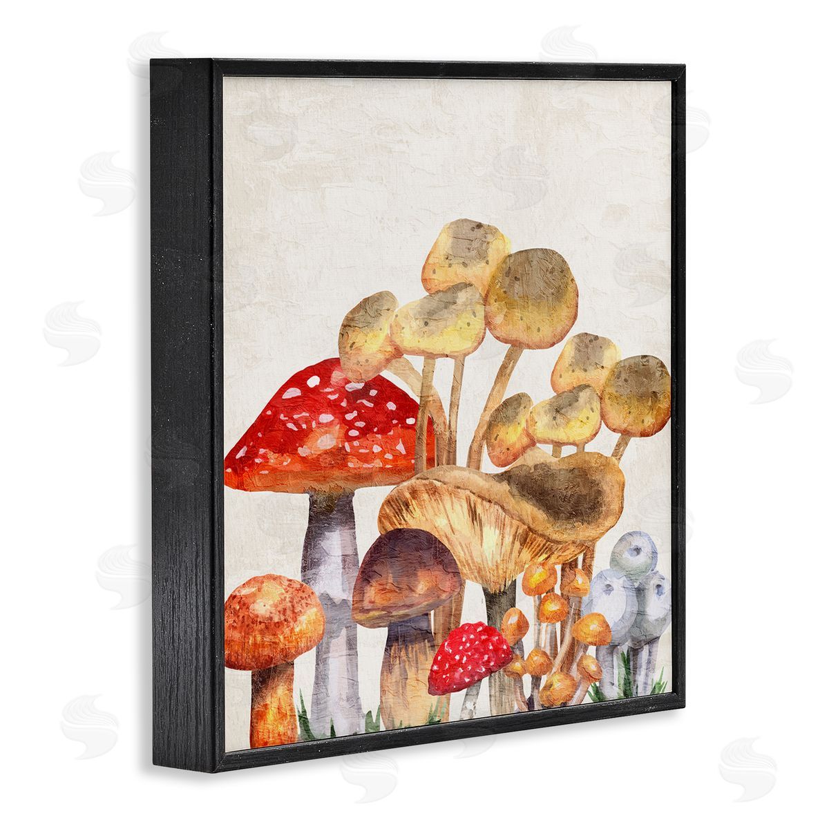 Kim Allen Mixed Woodland Mushrooms Black Framed Glicee Wall Art Print