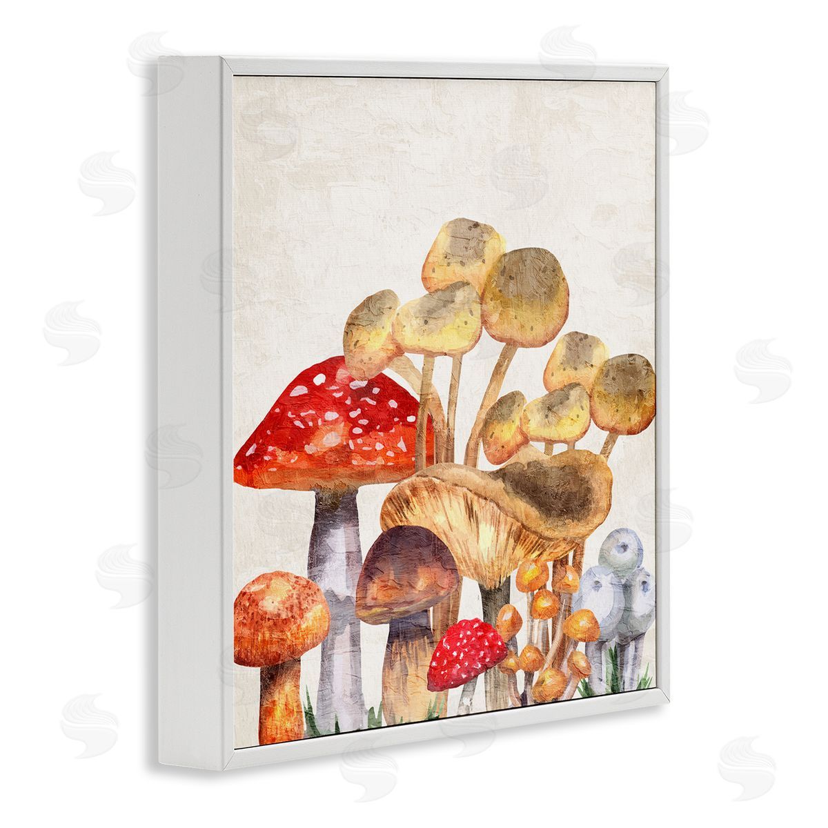 Kim Allen Mixed Woodland Mushrooms White Framed Glicee Wall Art Print