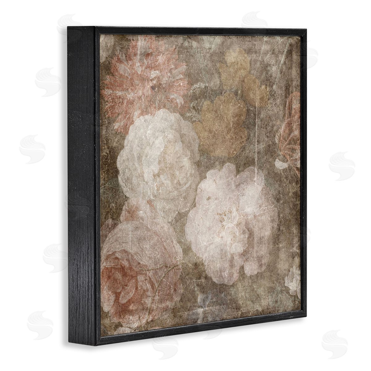 LSR Design Studio Vintage Peony Blooms Black Framed Glicee Wall Art Print