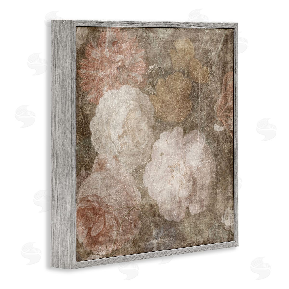 LSR Design Studio Vintage Peony Blooms Gray Framed Glicee Wall Art Print