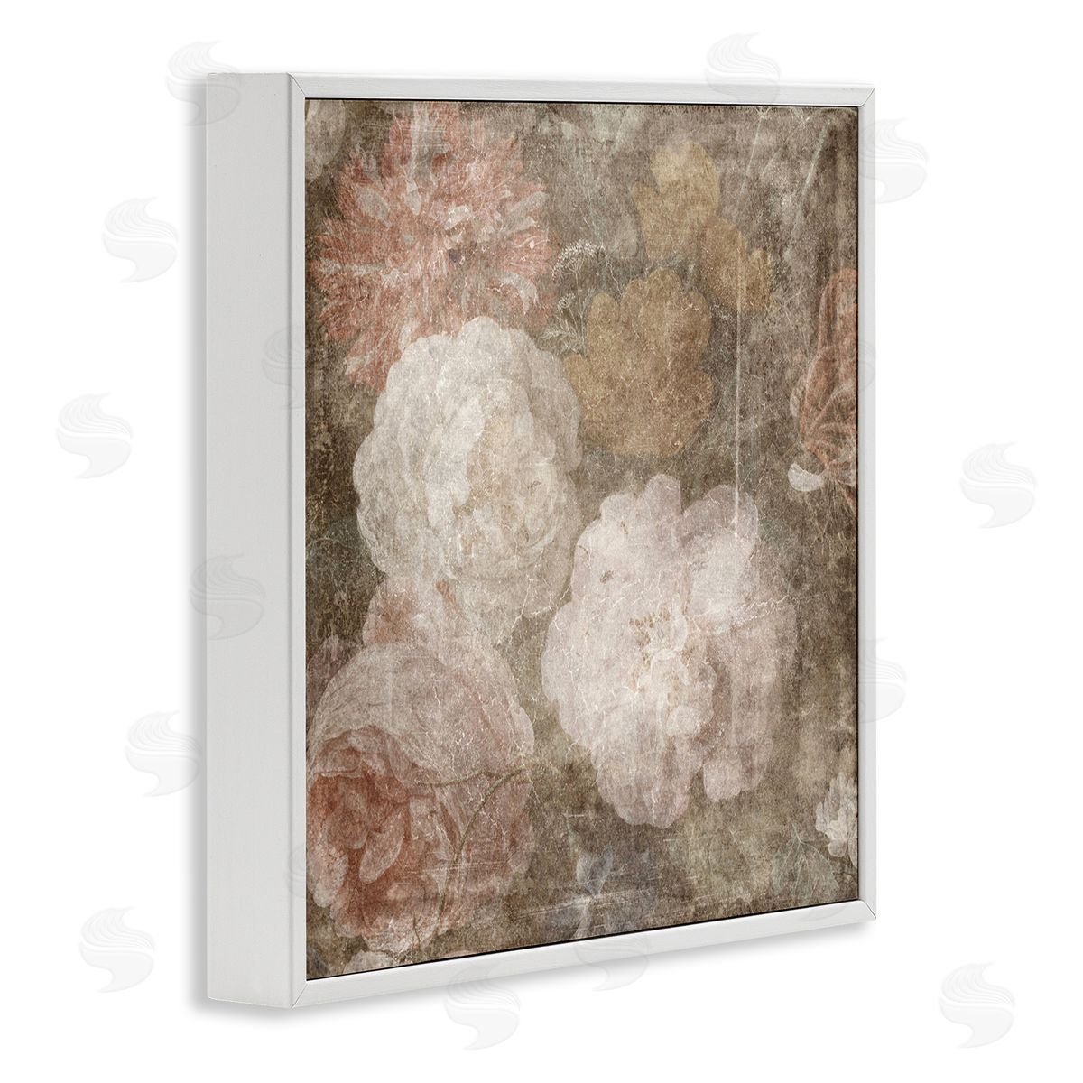 LSR Design Studio Vintage Peony Blooms White Framed Glicee Wall Art Print