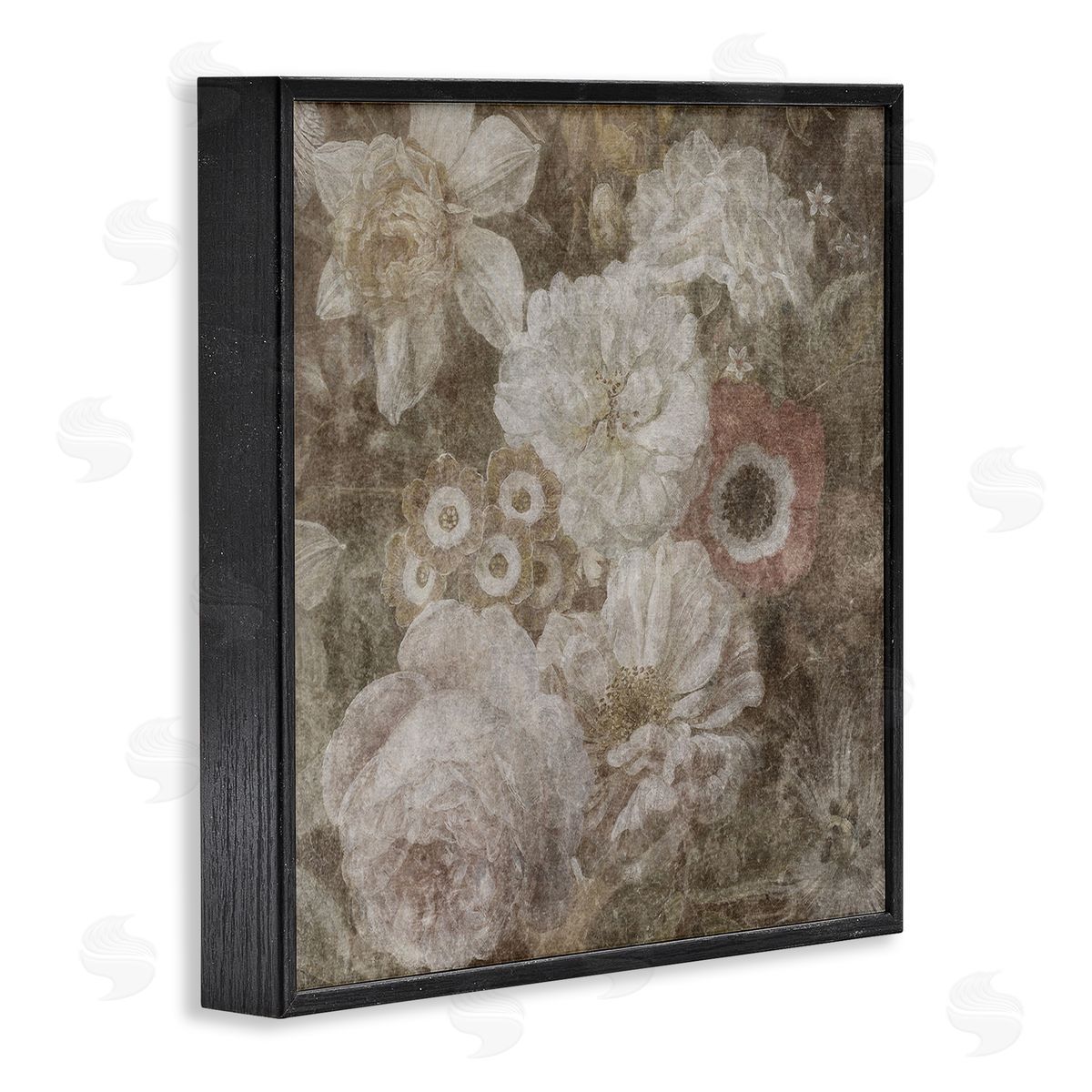 LSR Design Studio Antique Flower Arrangement Black Framed Glicee Wall Art Print