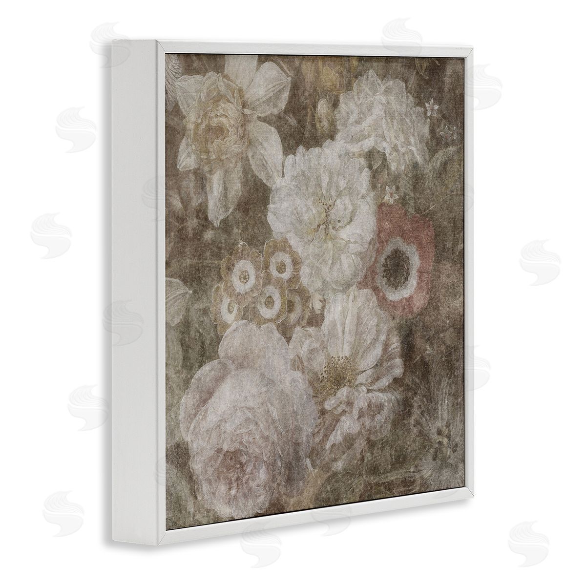 LSR Design Studio Antique Flower Arrangement White Framed Glicee Wall Art Print
