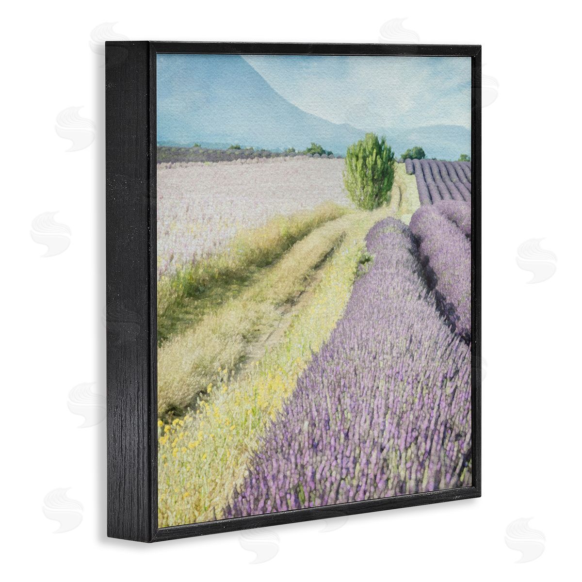 LSR Design Studio Country Lavender Fields Black Framed Glicee Wall Art Print