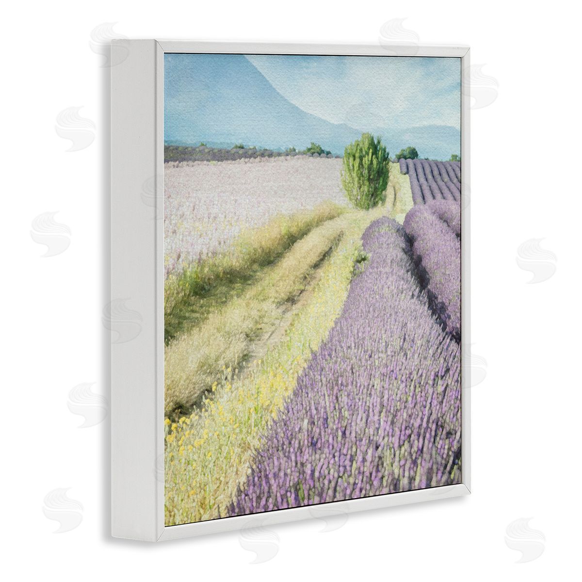 LSR Design Studio Country Lavender Fields White Framed Glicee Wall Art Print