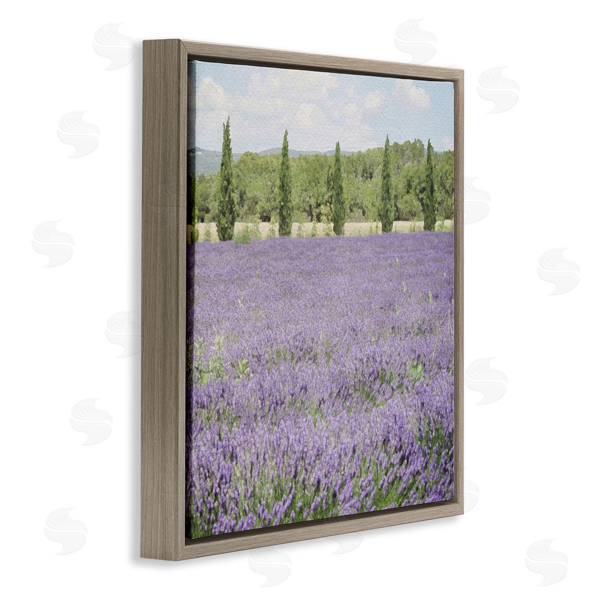 LSR Design Studio Country Lavender Meadow Brown Floating Frame Canvas Wall Art Print