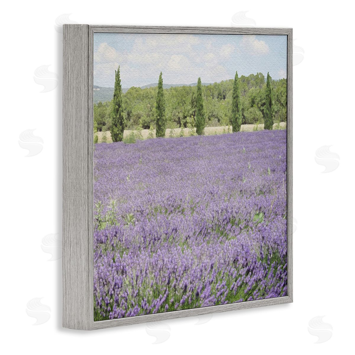 LSR Design Studio Country Lavender Meadow Gray Framed Glicee Wall Art Print