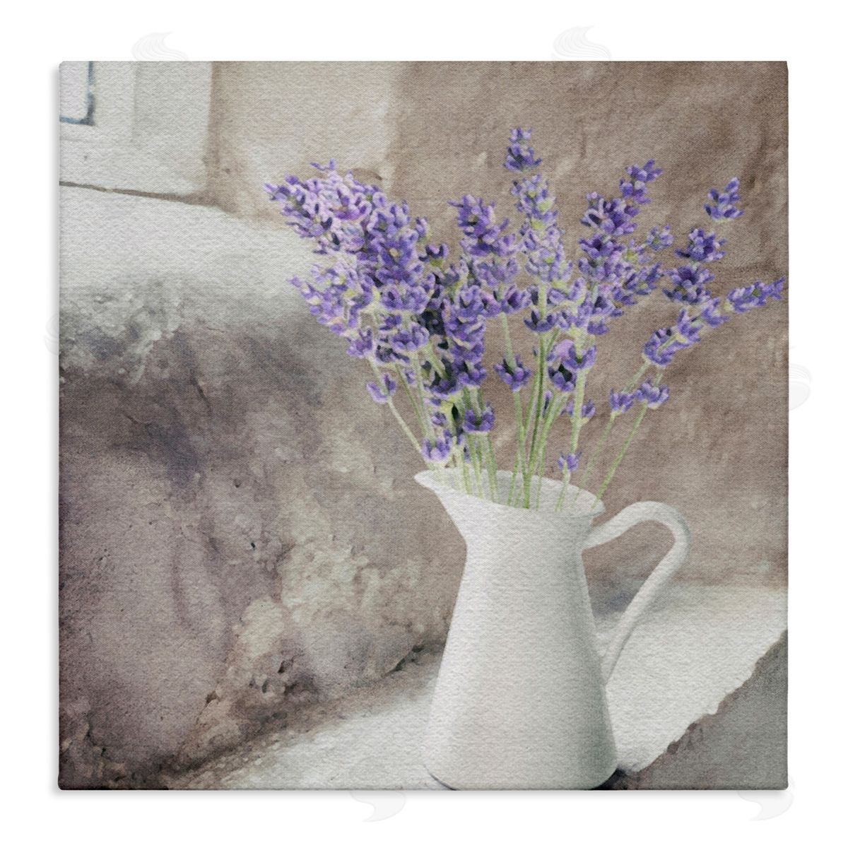 LSR Design Studio Lavender Vase in Window Stretched Canvas Wall Art Print