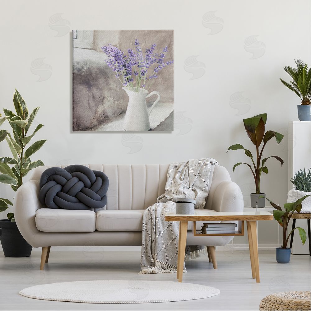 LSR Design Studio Lavender Vase in Window Canvas Wall Art in Room
